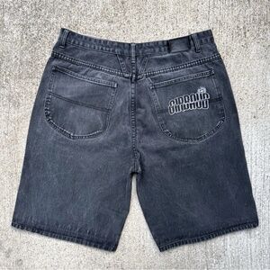 Vintage 90s Girbaud Black Back Pocket Stitched Logo Baggy Jean Shorts